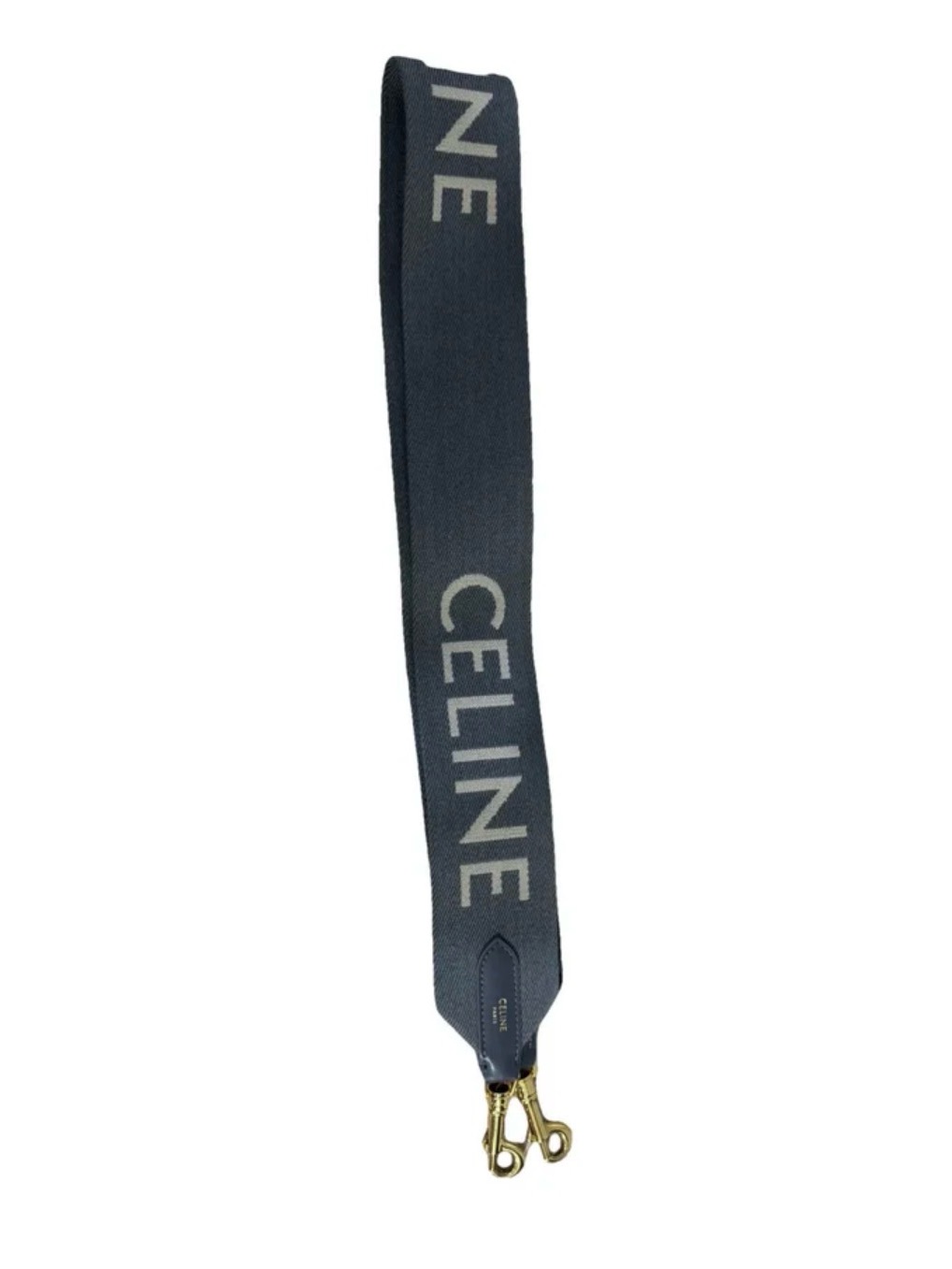 Celine Navy And Cream Logo Jacquard Shoulder Strap With Gold Hardware